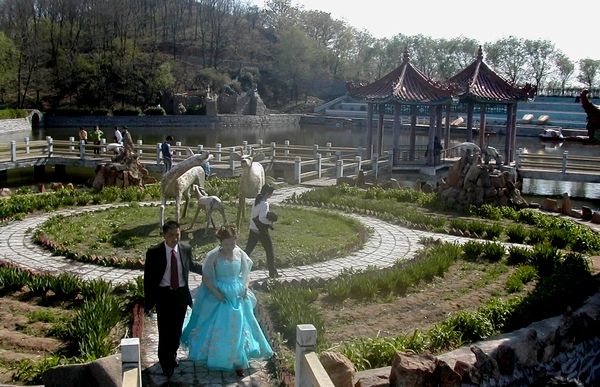 Lake and newlyweds